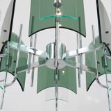Large glass pendant lamp in Fontana Arte style, mid-century, Italy, 1960s.