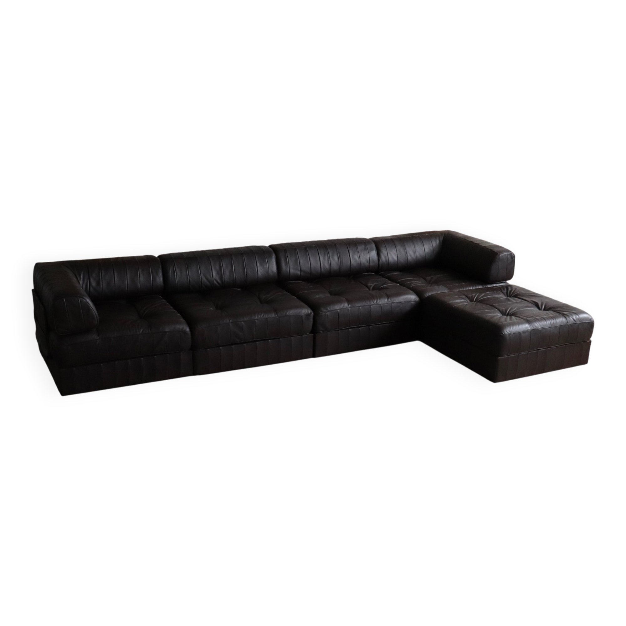 De Sede DS-88 modular sofa in dark brown patchwork leather, Switzerland 1970s