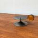 Brutalist Scandinavian candle holder in metal and glass by Gunnar Ander for Ystad, 1960s.