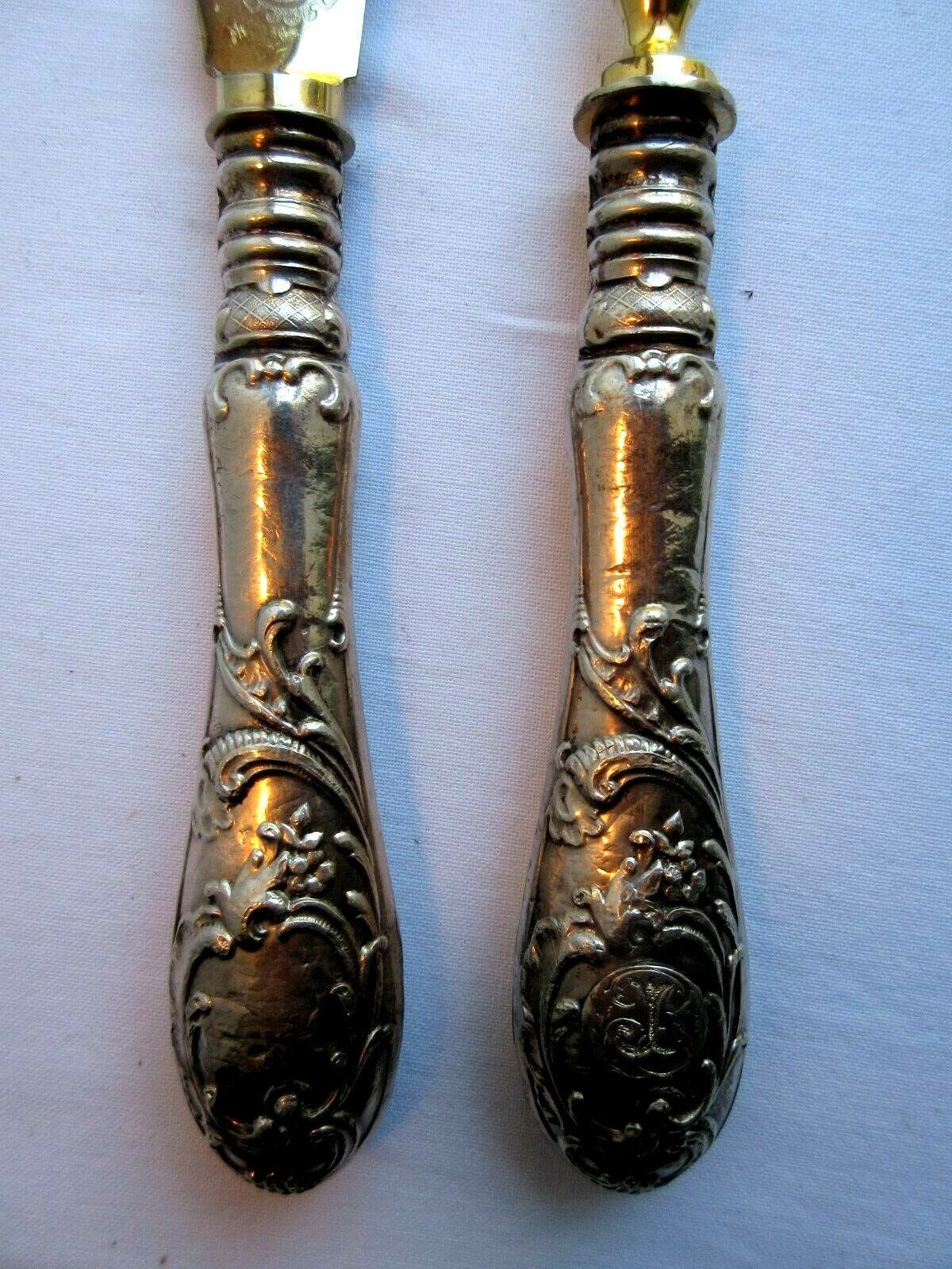 12 couverts à poisson métal argenté style Louis XV orfèvre Boulenger French silver-plated 24p fish cutlery set - France