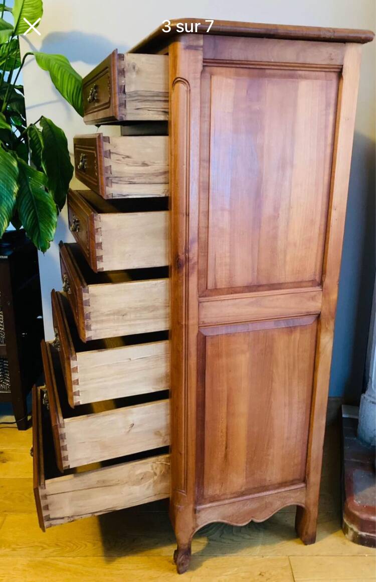 St Louis XV weekly mid-20th century in solid cherry wood, French made.