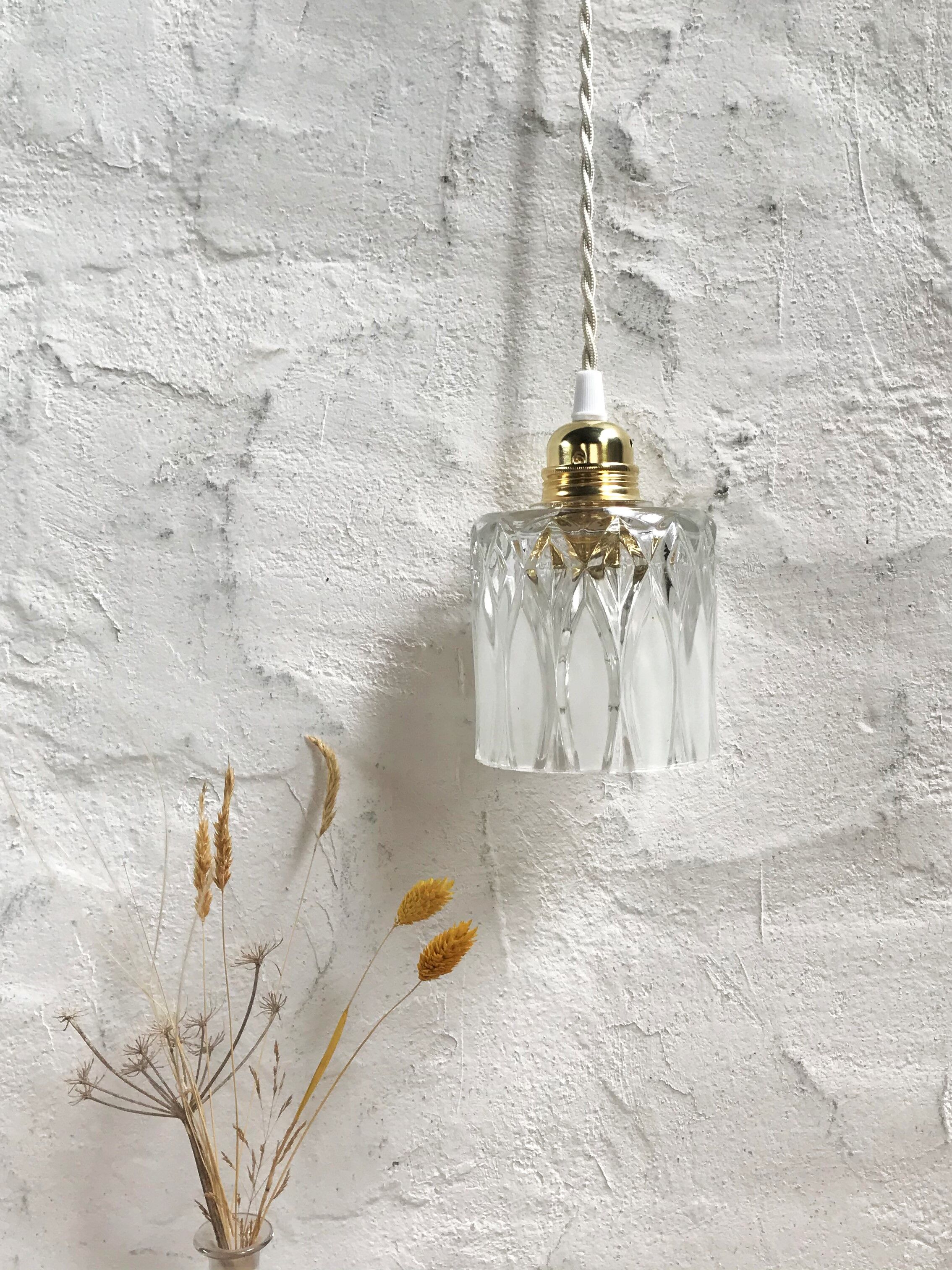 Vintage glass hand lamp