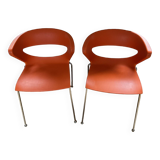 Two orange kicca chairs made in italy tbe