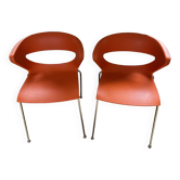 Two orange kicca chairs made in italy tbe