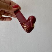 Set of 8 vintage slip knife holders in the shape of red ducks and