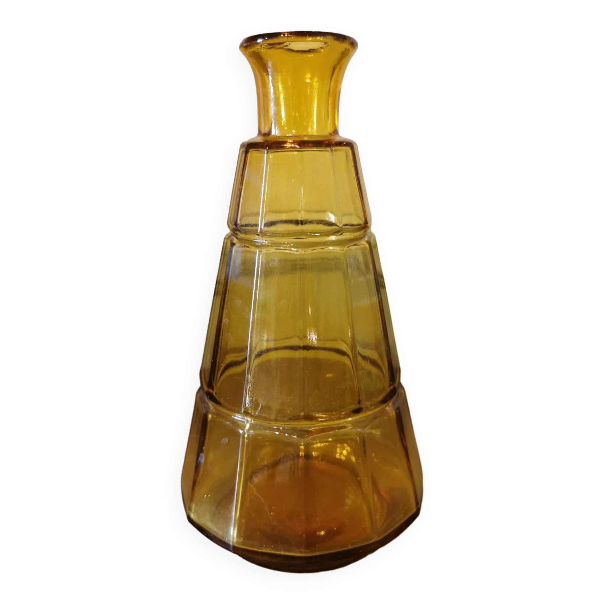 Art deco glass carafe in yellow