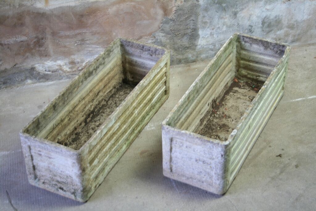 Pair of planters 60cm concrete fibro cement eternit Willy Ghul vintage 1950