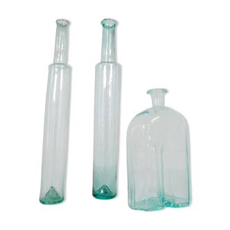 Antique set of 3 decorative bottles / vases from Sweden circa 1800