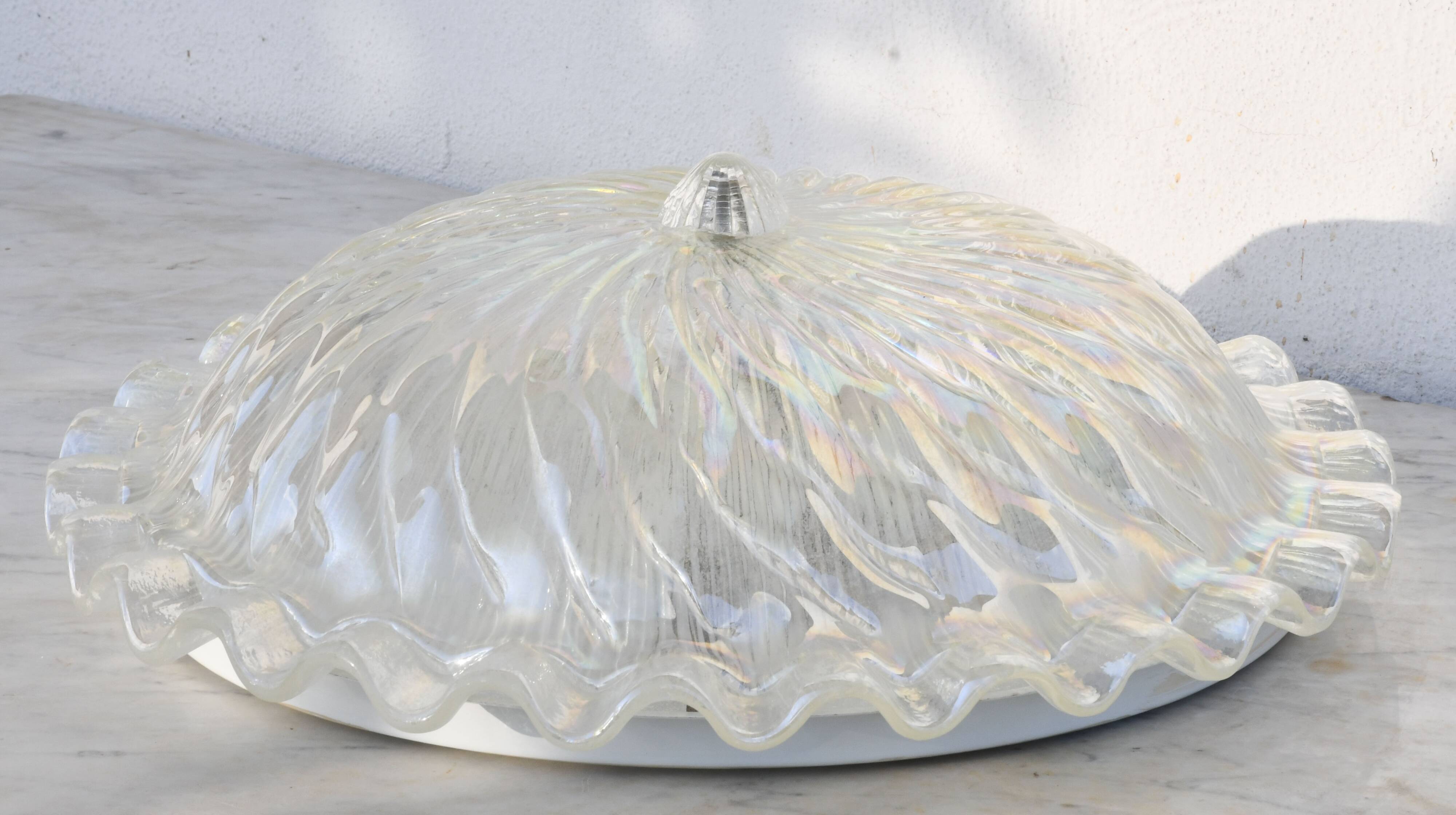 Plafonnier en verre irisé de Murano, 1970