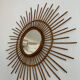 Miroir vintage 1960 soleil rotin - 78 cm