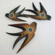 Trois hirondelles bois murales vintage