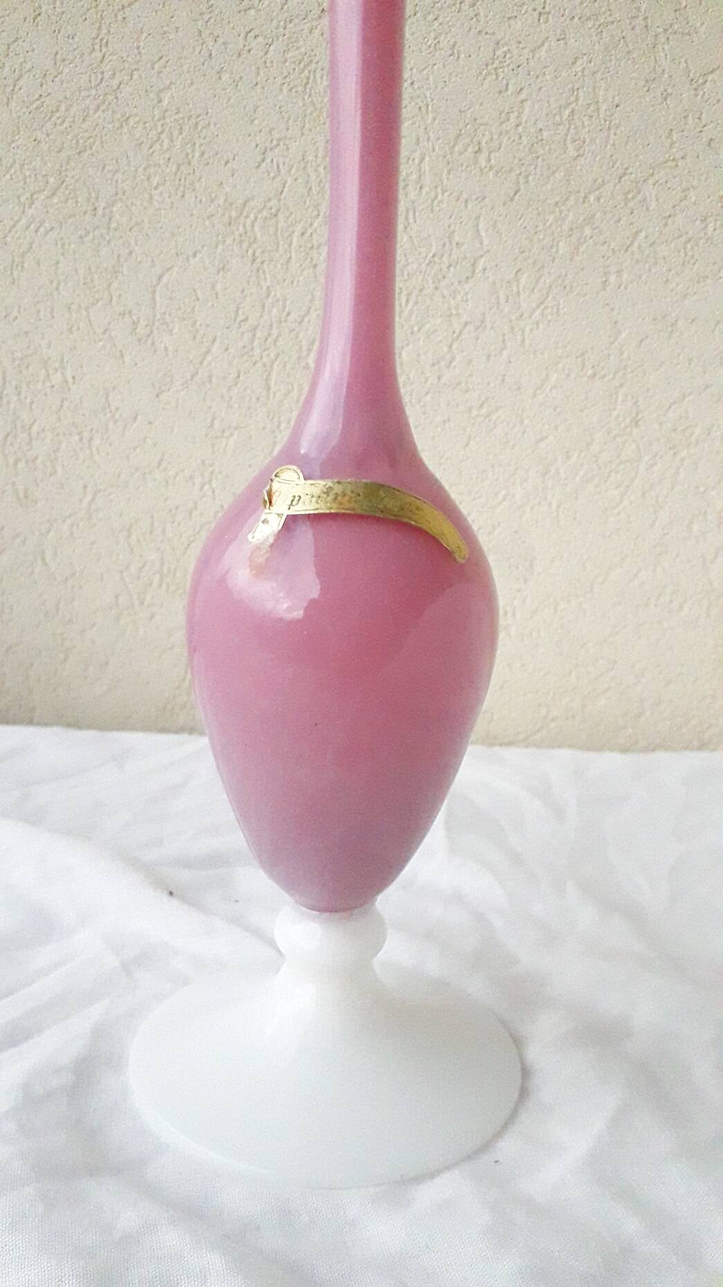 Pink opaline single flower vase