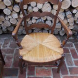Pair of Provençal-style armchairs seaters in straw