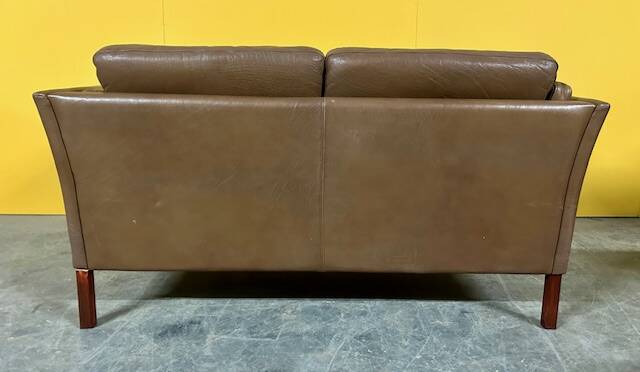 Canapé danois 2 places en cuir marron, 1970