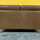 Canapé danois 2 places en cuir marron, 1970