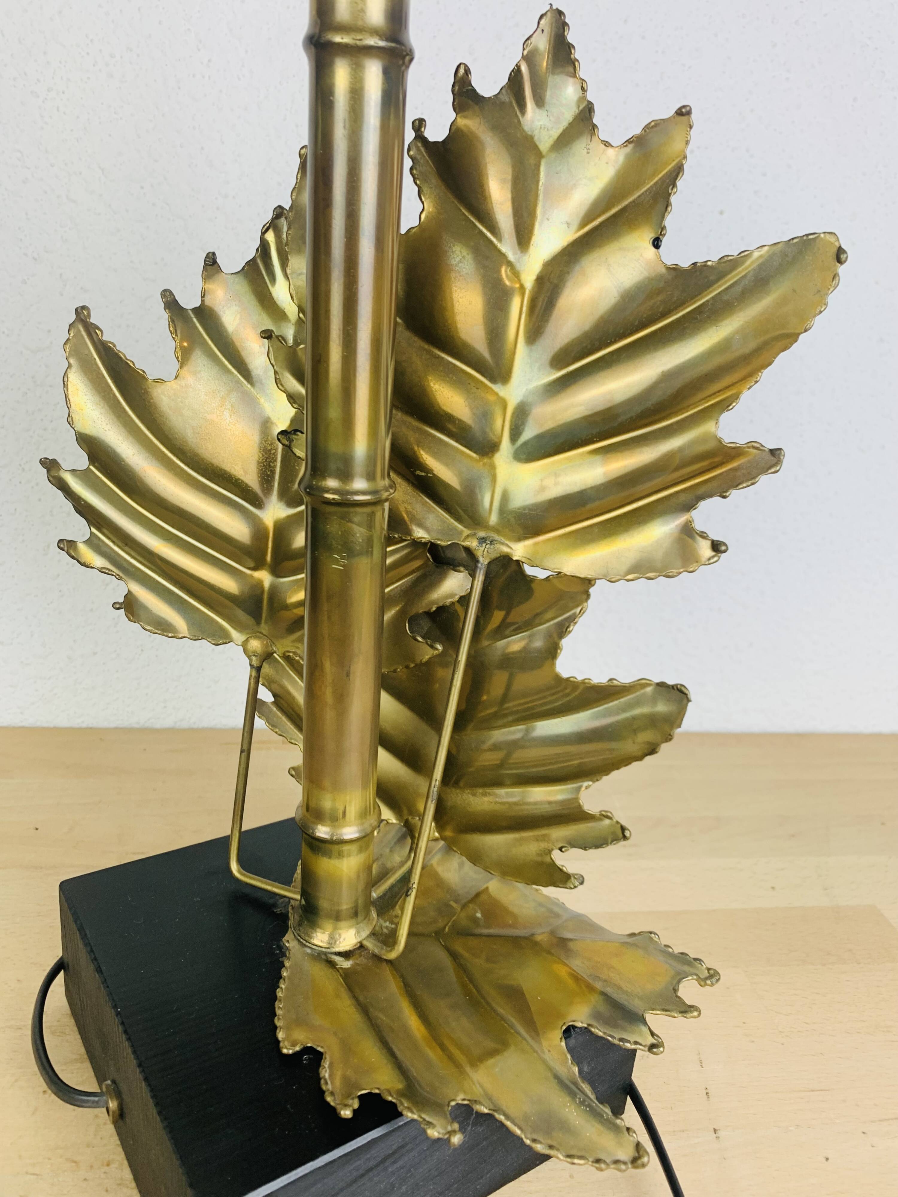Bamboo and gold leaf lamp, Hollywood Regency style, 1970s