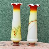Pair of blown glass Murano collared vases