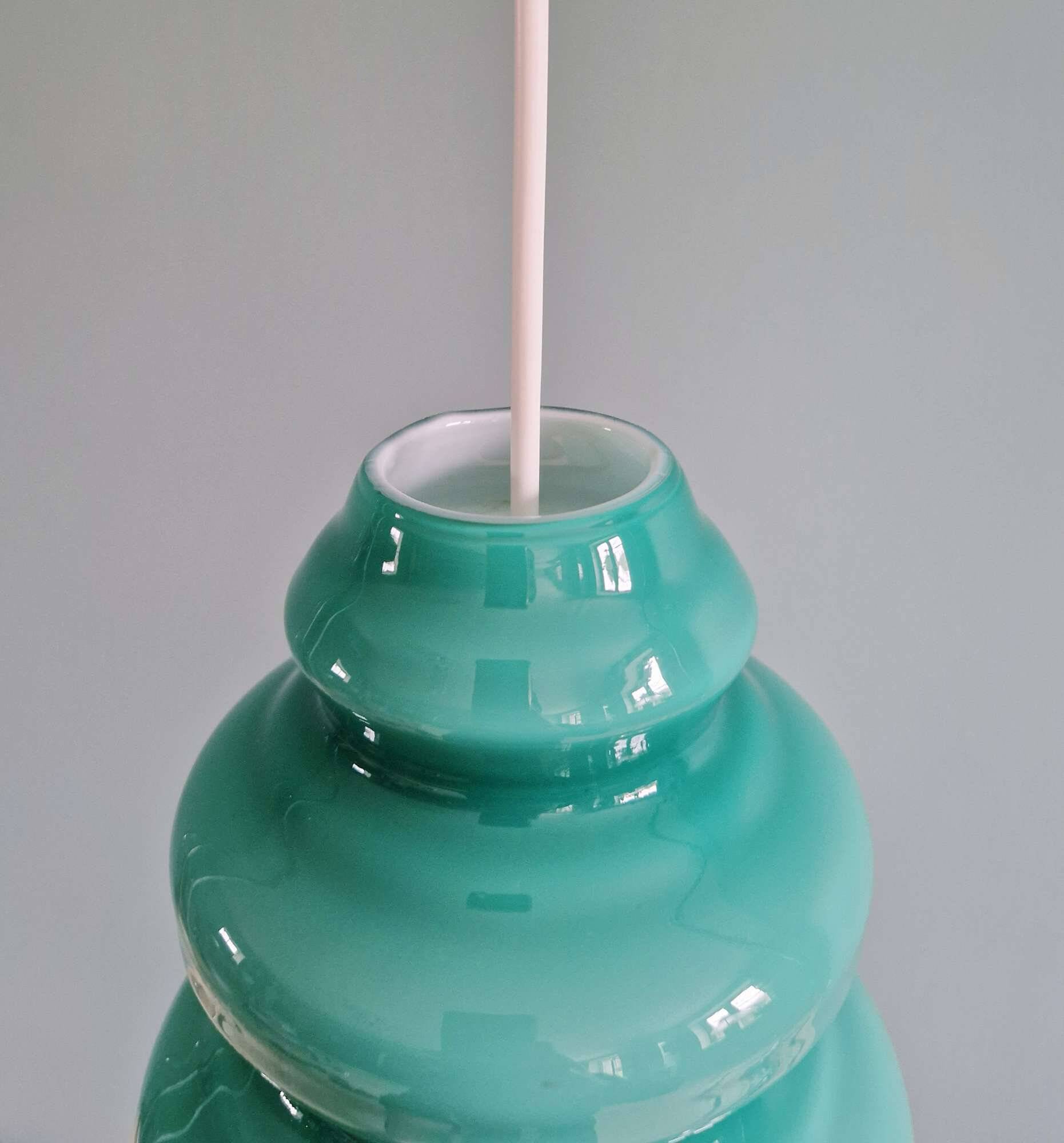 Suspension Space Age in blue-green opaline, 1960s