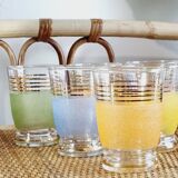 Set of 15 colored granite glasses