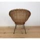 Rattan and wicker basket armchair, 50s-60s