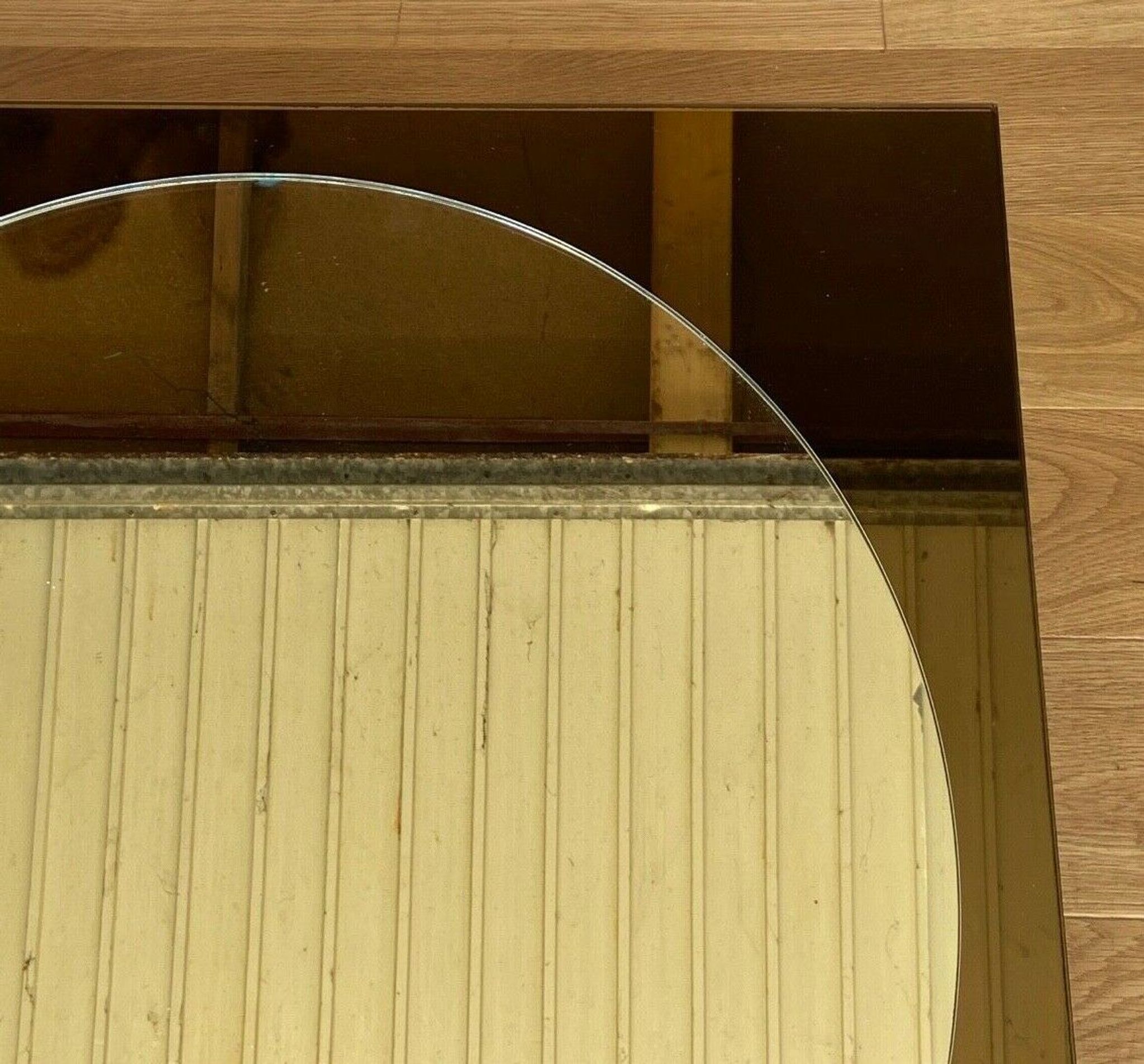 Mirror 1970 in glass smoked modernist square shape