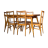 Table à rallonges et chaises vintages
