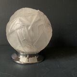 Antique art deco lamp, molded glass globe lamp 1930, France