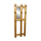 Wall-mounted coat rack, mountain style, pine, honey colour, 1970.