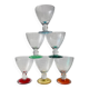 Colored glass stemmed bowls
