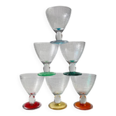 Colored glass stemmed bowls