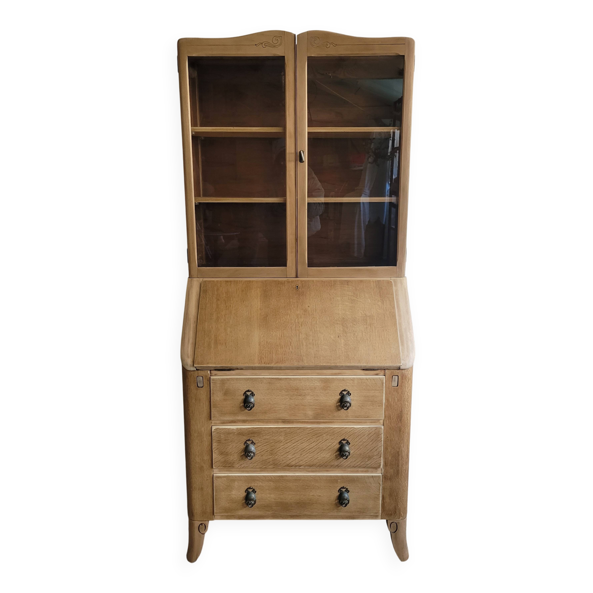 Antique English secretary display cabinet