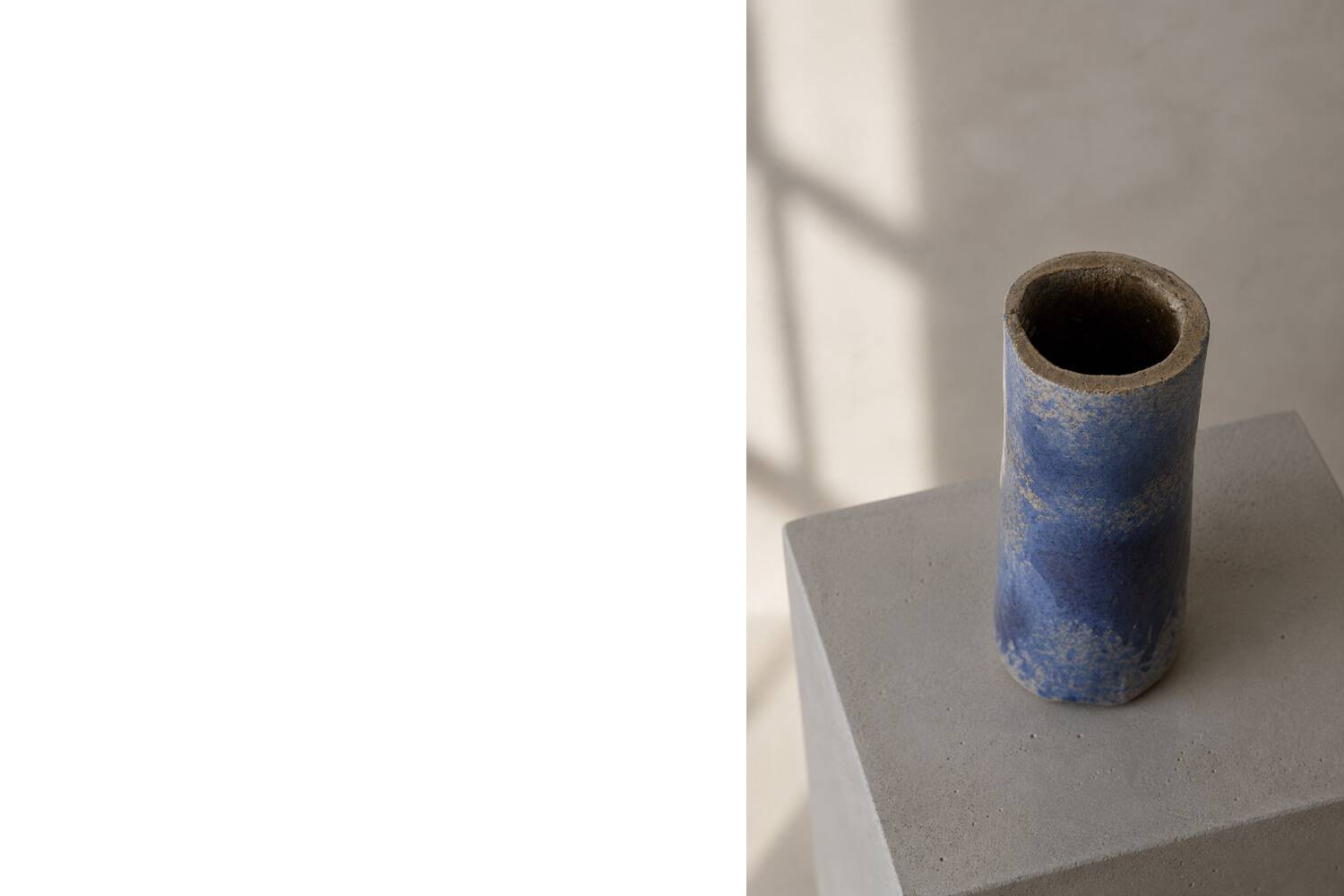 Vintage Natural Scandinavian Modern Blue Clay Ceramic Vase, 1960s