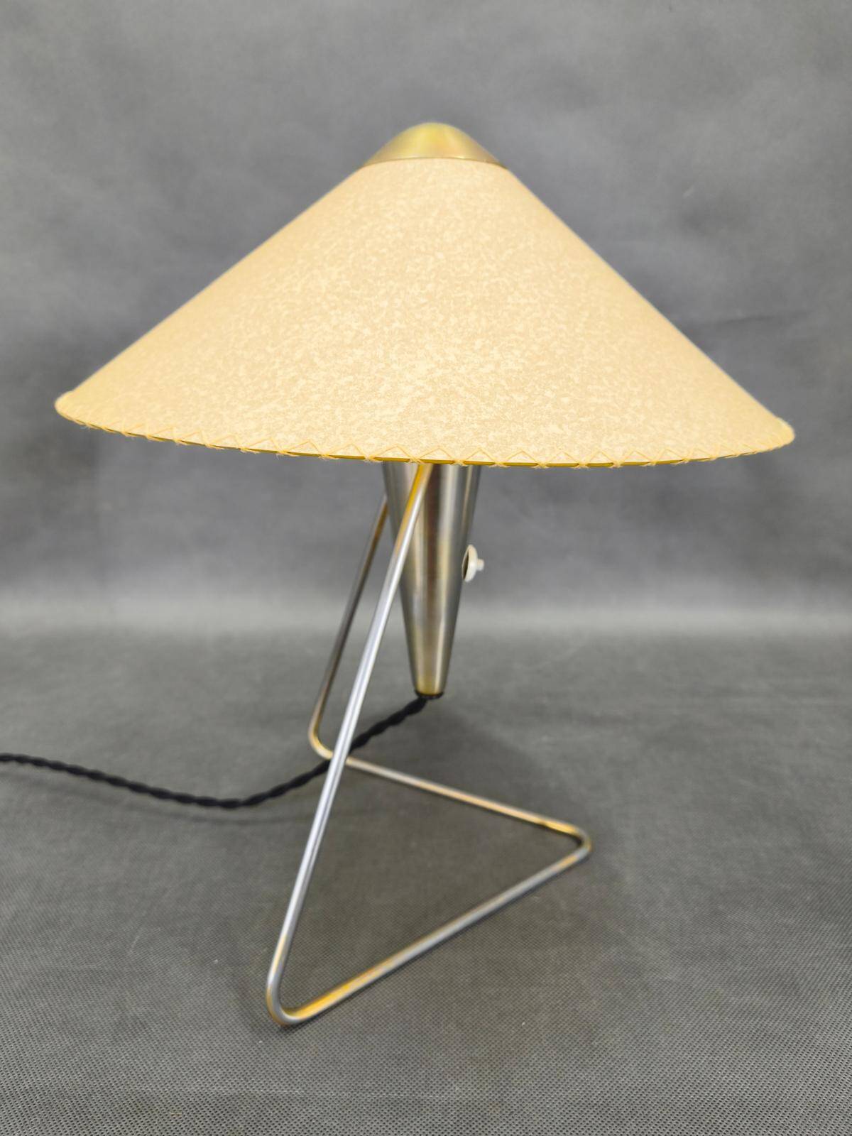 Helena Frantová Table Lamp, Chrome and Paper Shade, Czechoslovakia 1960s