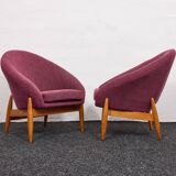 Lounge Chairs in Hand-Stitched Jacquard Upholstery by Sándor Palócz, 1968