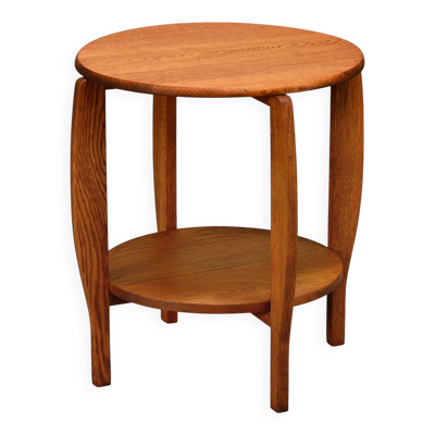 Table d'appoint ou table de plante Art Déco néerlandaise en chêne massif, années 1930.