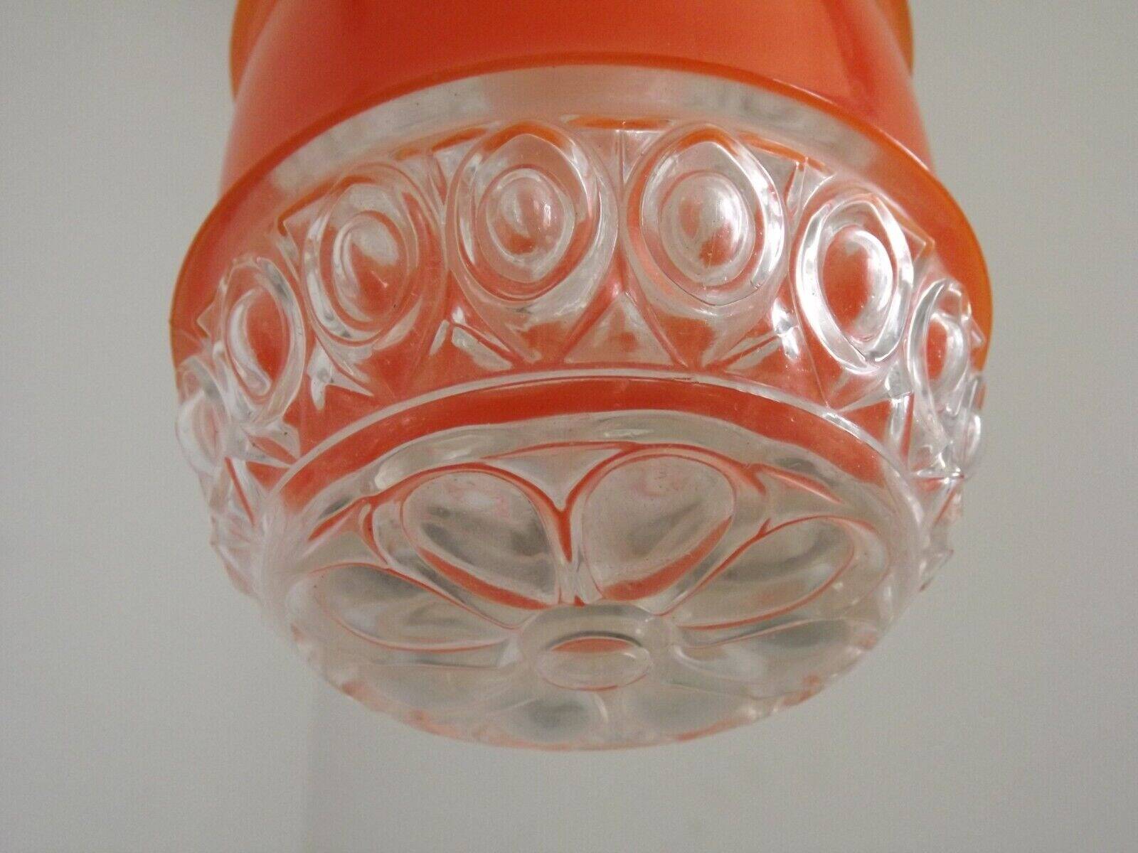 French vintage pendant light clear decorative glass shade with orange band 4449