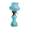 Oil lamp in blue opaline