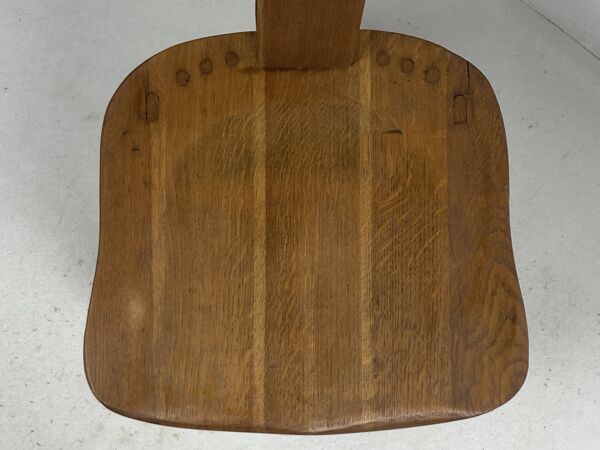 Chaise basse ou chaise d'enfant brutaliste en chêne, Pays-Bas 1970