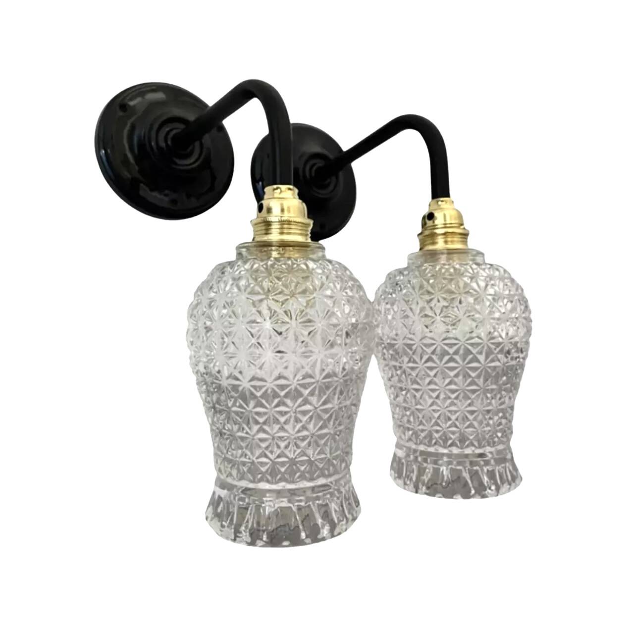 Pair of vintage chiseled glass sconces