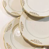 9 plates in white and gold porcelain