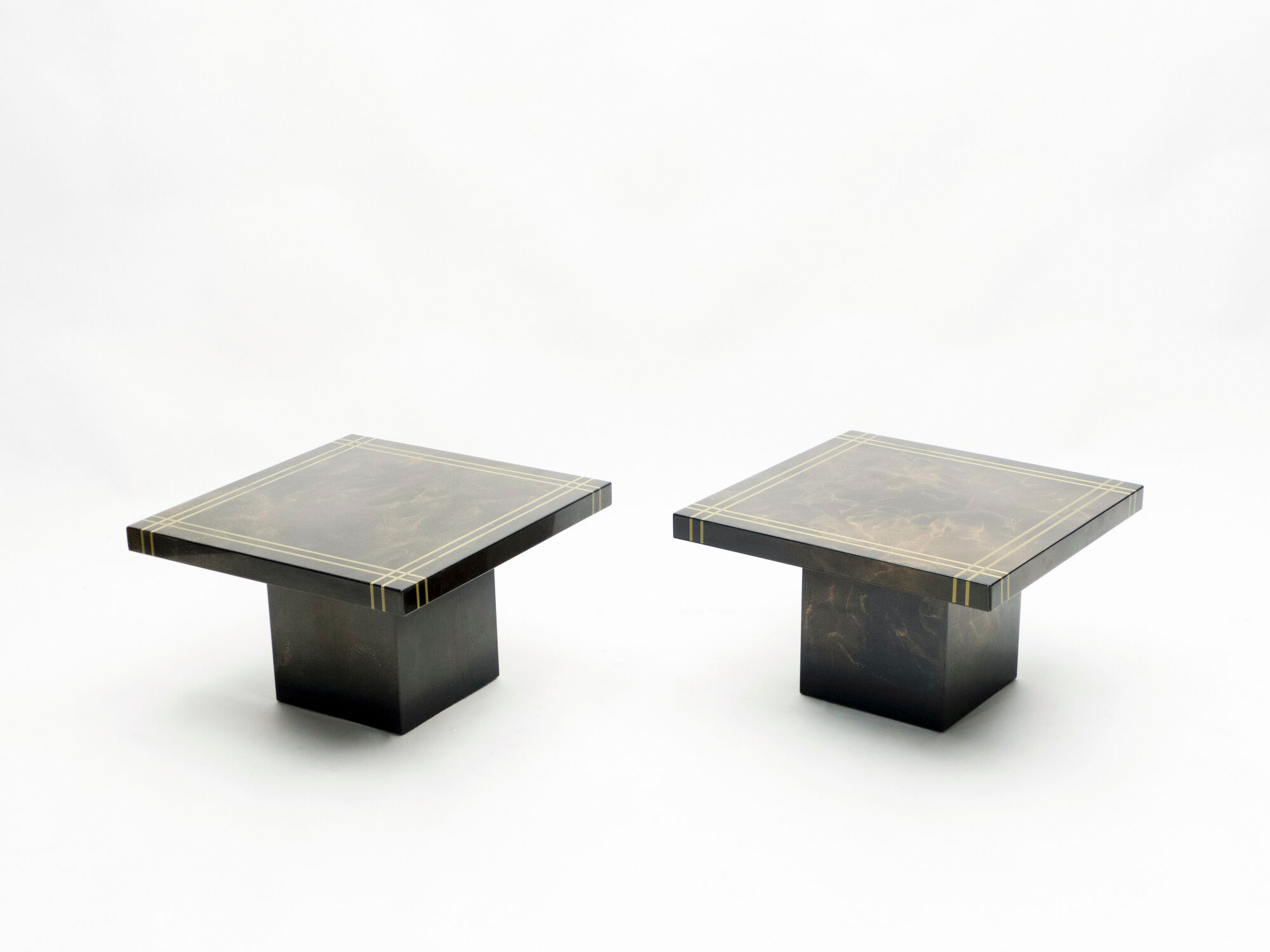 Pair Guy Lefevre Brass Laqué Sofa Tips for Roset Line 1970