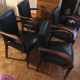 4 fauteuils bridge skai vert
