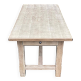 Table à manger de ferme rénovée en chêne brut du XXème 180cm avec tiroir
