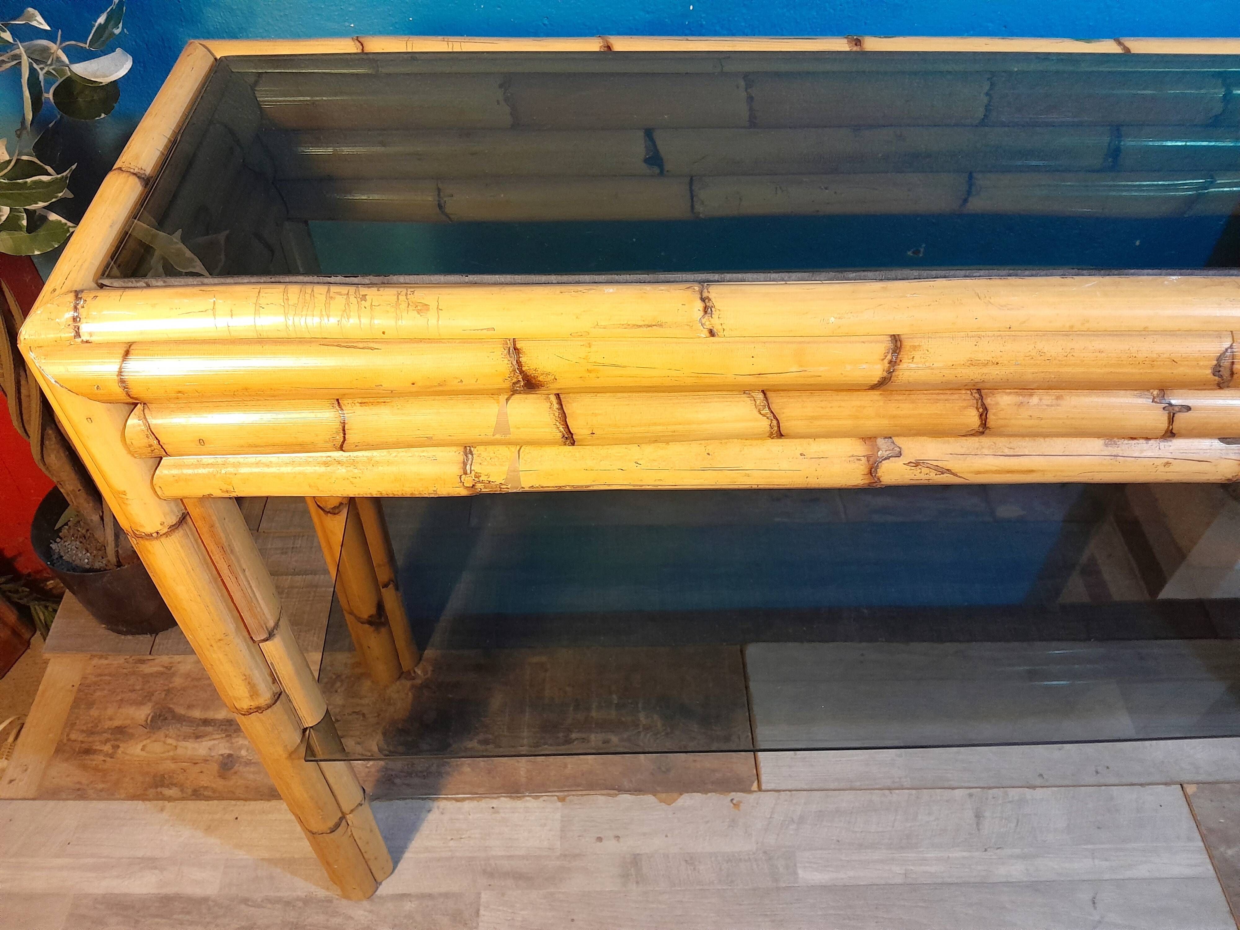 Bamboo console Vivai del Sud 1970s