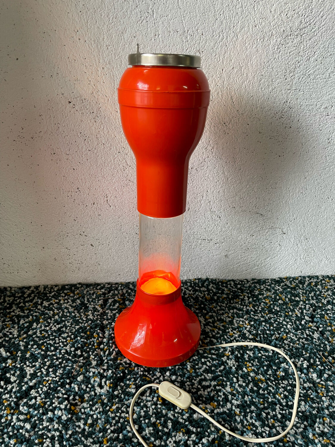 Large floor ashtray lamp tulip space age, with aquatic lighting 70s
