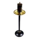 Vintage standing ashtray with cigarette dispenser in gold and black