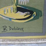 Vintage tapestry by Robert Debiève "The Bird Seller"