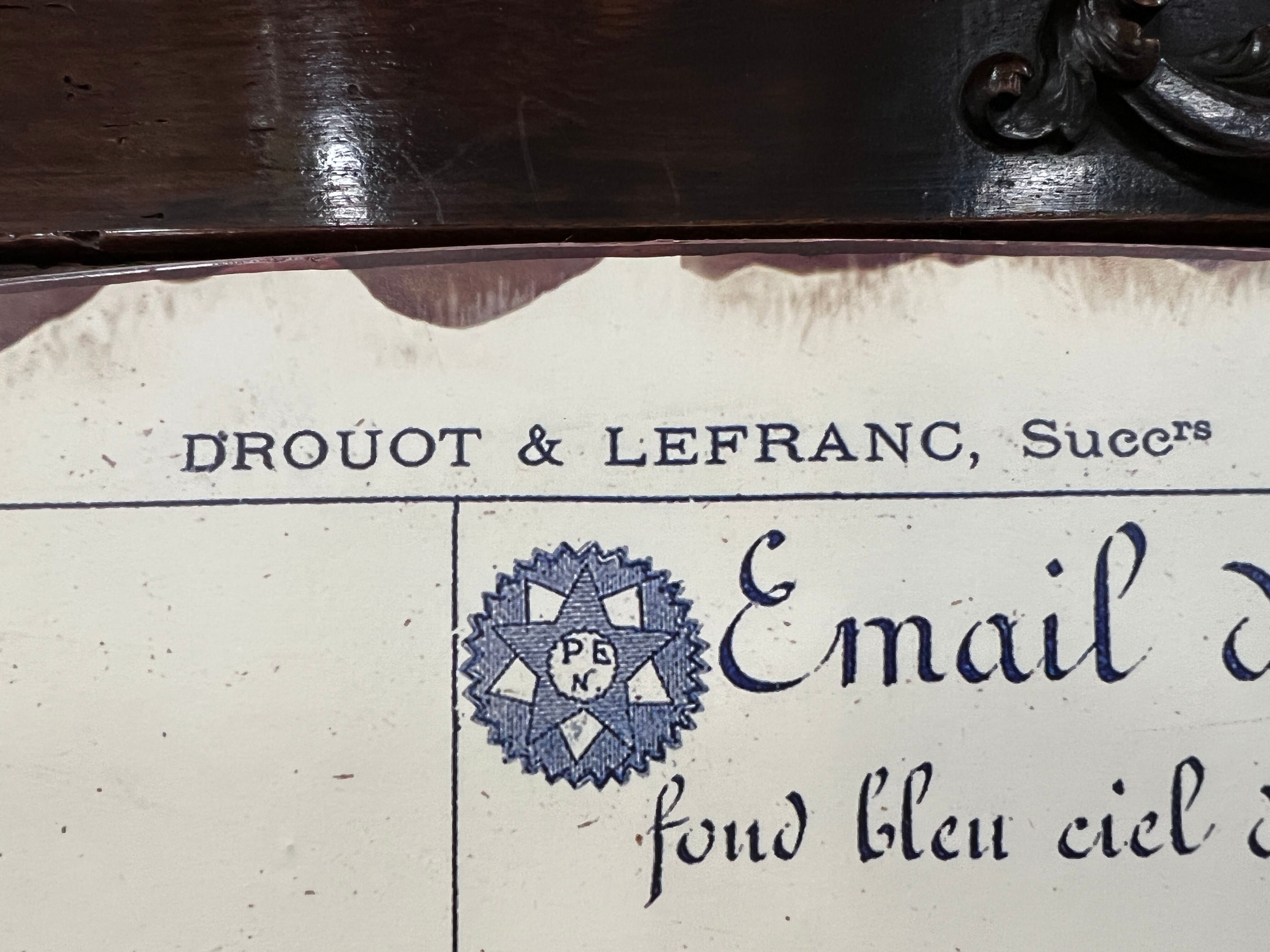 Enamelled sheet metal plate Drouot & Lefranc