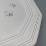 Plat octogonal rose pâle décor floral de Niderviller - ∅ 32cm