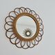 Authentic "flower" mirror in rattan and bamboo, 1960s 70s.